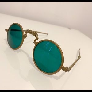 Antique Sunglasses Museum Eyewear Green Lenses Steampunk Folding Sunglasses